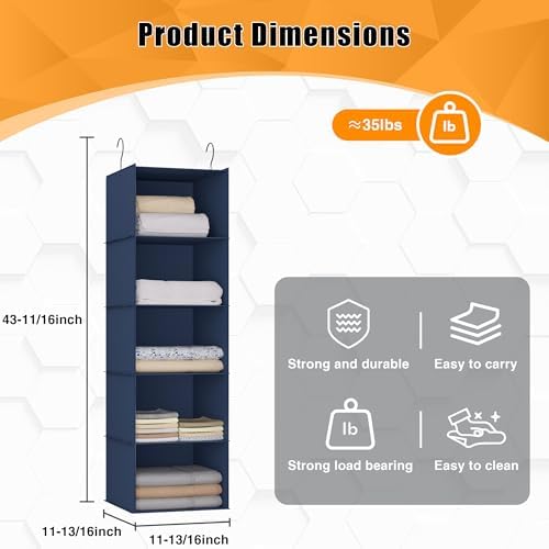 Hanging Closet Organizer 5-Shelf, Oxford Fabric Wardrobe Storage - Image 3