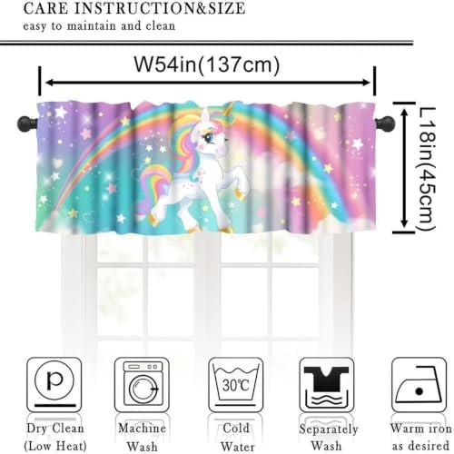 Fantasy Rainbow Unicorn Valance, Abstract Purple Pink Starry Landscape Cartoon - Image 2
