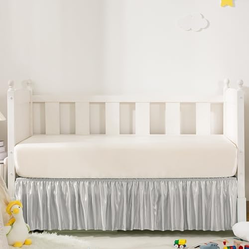 Light Grey Satin Crib Bed Skirt by Counfeisly