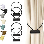 Hion Magnetic Curtain Tiebacks Black 4pcs, Curtain Holdbacks Hooks Holders by Hion