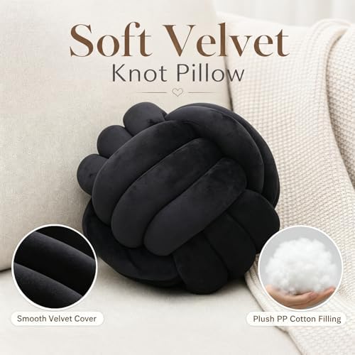 Petrella Black Knot Pillow Ball, 8 Inch Decorative Pillow - Image 2