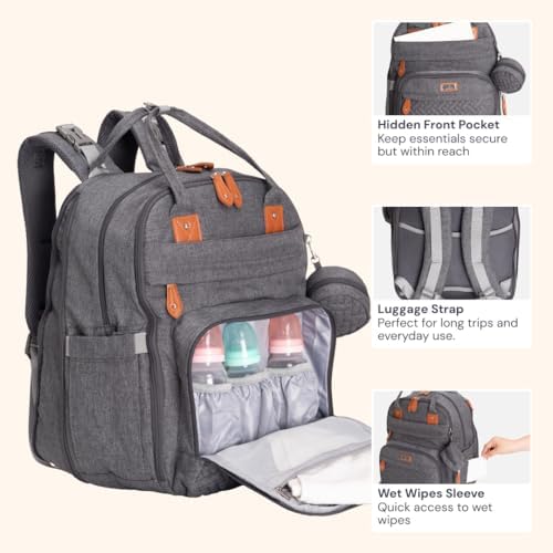 BabbleRoo Extra Large Diaper Bag Backpack, Expandable Baby Bag - Image 5