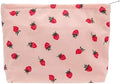 Flat Makeup Bag for Women, Zipper Cosmetic Pouch for Purse, Strawberry Pink by PAZIMIIK