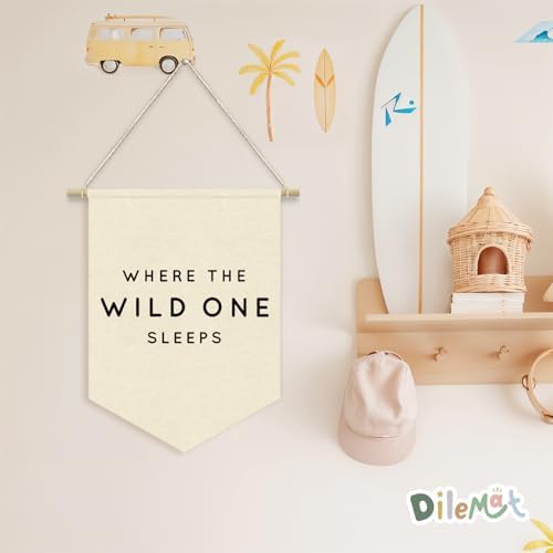 Playroom Decor, Where The Wild One Sleeps Pennant Banner - Image 5