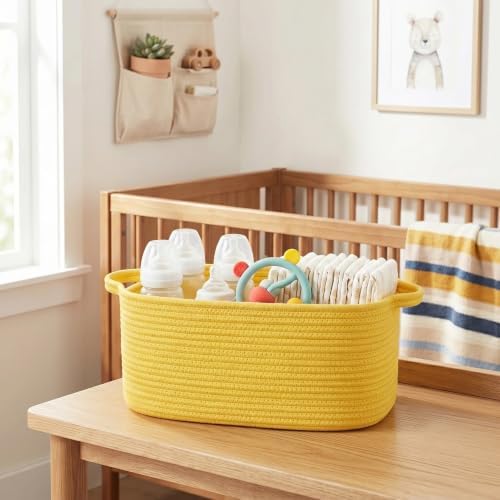 Large Yellow Gift Basket, 16.5"x12.5"x7" Woven Baskets - Image 7