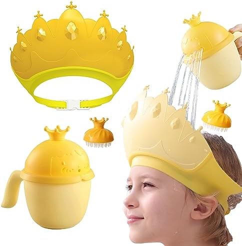 Baby Shower Cap Shield, Baby bath set shower cap/water cup/massage brush by Thcbme