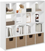 Furinno Cubicle 16-Cube Book Shelf, Extra Thick Frame Bookshelf by Furinno-FitsYourSpaceFitsYourBudget