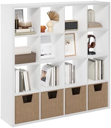 Furinno Cubicle 16-Cube Book Shelf, Extra Thick Frame Bookshelf by Furinno-FitsYourSpaceFitsYourBudget