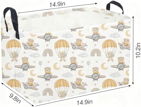 Sanjiaofeng Rectangular Kids Basket Bear Storage Bins, Cute Storage Basket - Image 2