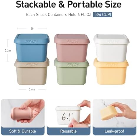 ISSEVE 6Pack 6oz Silicone Snack Containers - Image 2