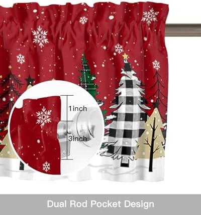 Red Merry Christmas Valance Curtains - Image 5