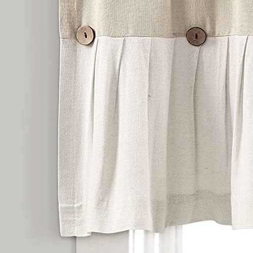 Lush Decor Linen Button Valance | 52"W x 18"L | Farmhouse Style | Coconut Husk - Image 2