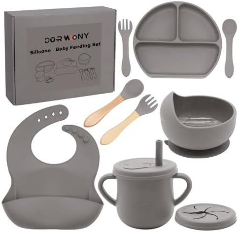 100% Silicone baby feeding set, BPA free Baby dishes set by Dormlony