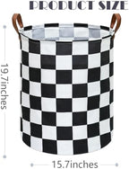 MAIZMZ Checkered Flag Canvas Storage Basket 63L Waterproof Laundry Hamper - Image 7