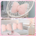 Yousoontic 2 Pcs Bow Throw Pillows 15.7x12.6 in, Seersucker - Image 5
