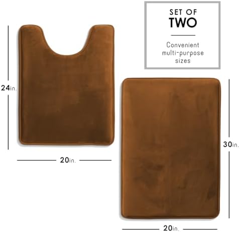Clara Clark 2 Piece Bathroom Rugs, Velvet Memory Foam Bath Mat Set, Non-Slip - Image 2