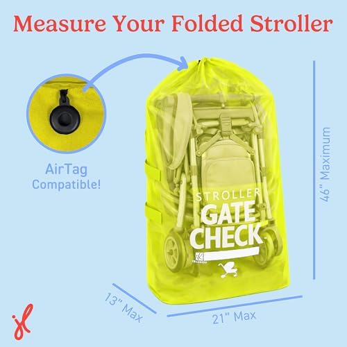 J.L. Childress Gate Check Bag for Single & Double Strollers, Neon Yellow - Image 3