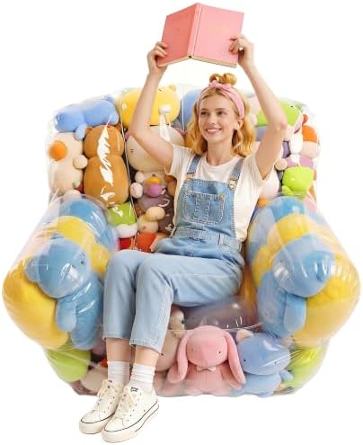 Clear Stuffed Animal Storage Bean Bag Chair Organizer by Unknown