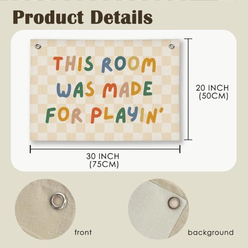 Playroom Wall Decor, Playroom Decor Hanging Linen Banner, Play Room Wall Decor - Image 6