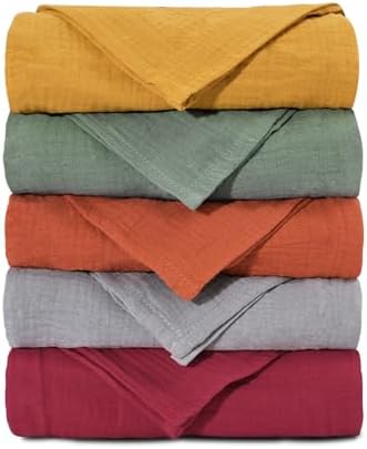 Muslin Receiving Blankets 5 Pack, Soft Swaddle Wraps by LYRICHOMBABY
