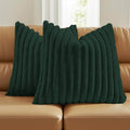 FUTEI Pack of 2 Faux Fur Throw Pillow Covers 24x24 Inch, Dark Green by FUTEI