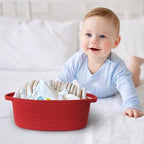 MEGASKET Red Woven Basket, Cute Cotton Rope Cat Dog Toy Bin Box, Small Woven Bin - Image 4