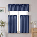 Chyhomenyc Blue Valance for Windows, Light Filtering Faux Linen Solid Short - Image 2