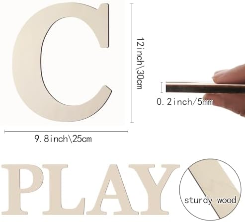 Wooden Letters 12 Inch Large Paintable Wood Letters C - Image 2