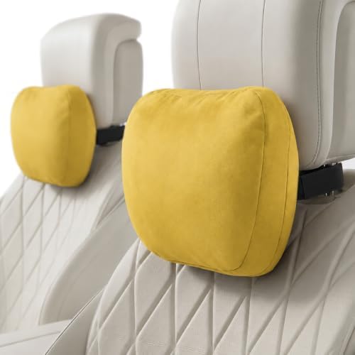 2 PCS Car Pillow for Driving Seat Soft Suede Headrest Neck & Lumbar Support by GoodpillowBetterdriver