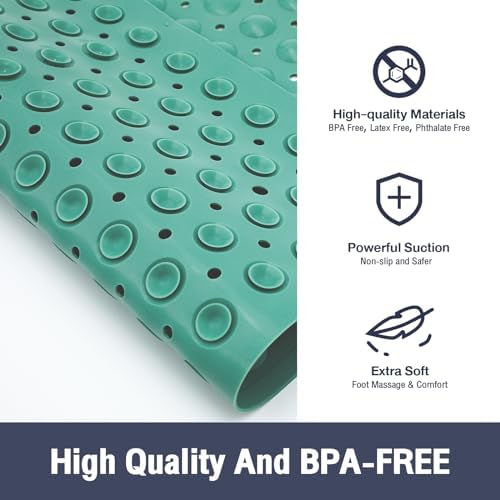 Square Shower Mat Bathtub Bath Mat Non Slip Mars Green 21"x21" - Image 2