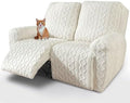 vctops 6 Pieces Geometric Jacquard Plush Recliner Loveseat Slipcovers Soft by vctops
