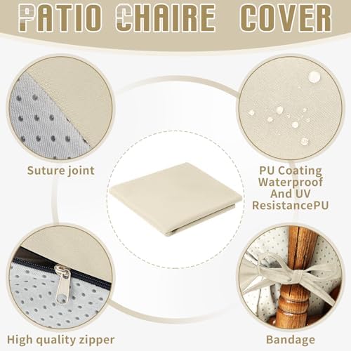 Tudomro 4 Pcs Outdoor High Back Chair Cushion Covers Waterproof Patio - Image 3