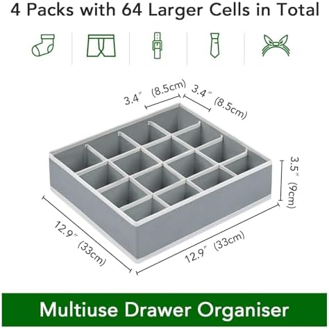 joyoldelf Sock Drawer Organizer Divider Underwear Organizer 16-cell Fabric - Image 2