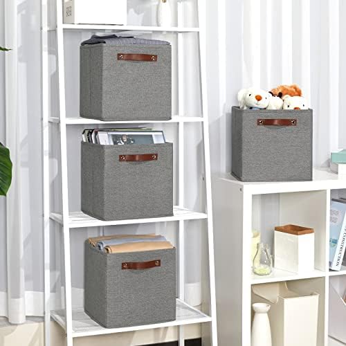 Temary 11 Inch Cube Storage Bins 4PCs Fabric Storage Cubes Storage Baskets - Image 5