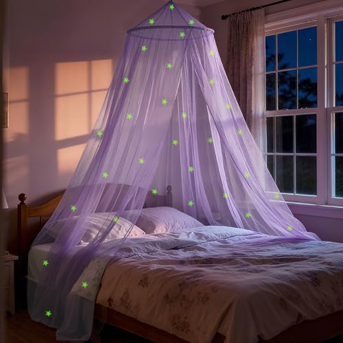 Purple Princess Bed Canopy for Girls by SYHITOU