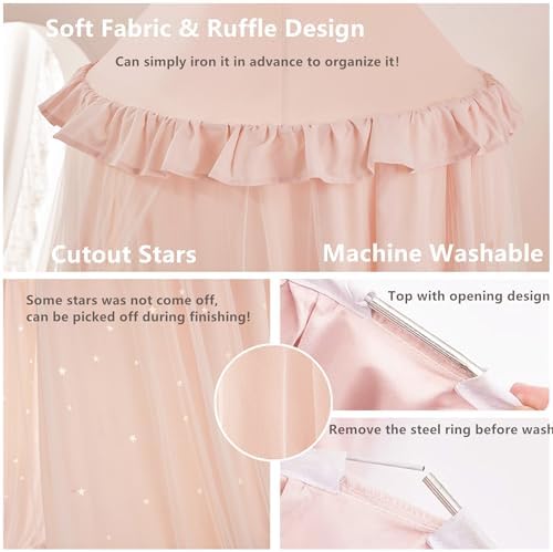Princess Bed Canopy for Girls, Double Layer Canopy Fits Twin/Full Bed - Image 6