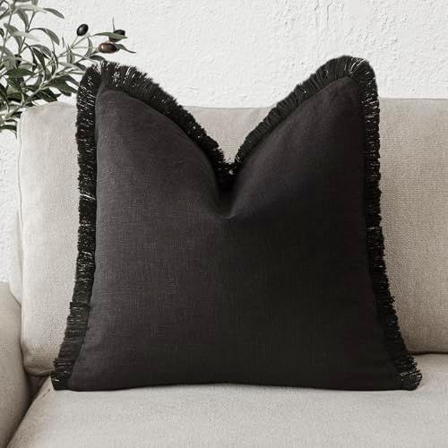 Foindtower Decorative Linen Fringe Throw Pillow Covers Cozy Boho Farmhouse by Foindtower
