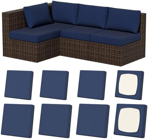 8Pcs Outdoor Cushion Covers, Stretch Patio Furniture Couch Chair Slipcovers by VORSHAPE
