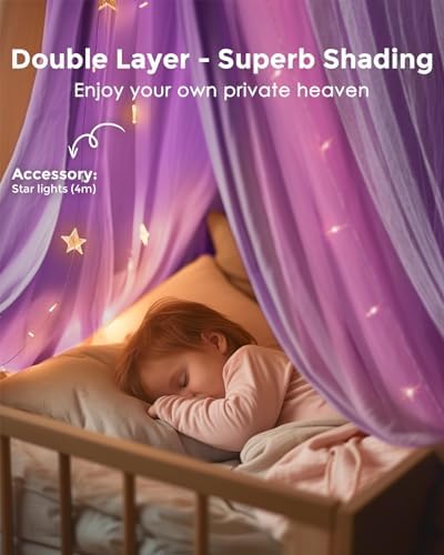 Large Bed Canopy with Star Lights, Double Layer Canopy - Image 4
