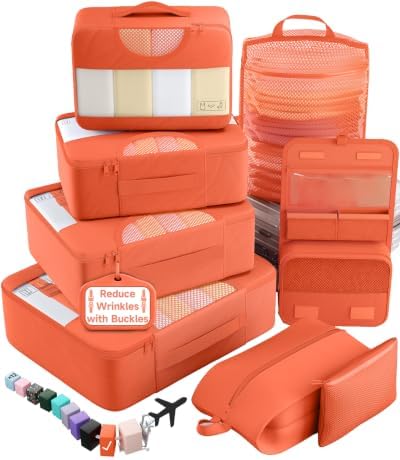 Veken 8 Set Packing Cubes for Travel Essentials, Suitcase Organizer Bags in 4 by Veken