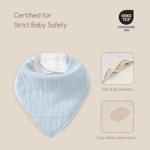 8 Pack Muslin Baby Bandana Bibs - Image 5