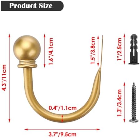 Sumnacon Curtain Holdbacks 2 Pcs Wall Mounted Curtain Tiebacks - Image 3