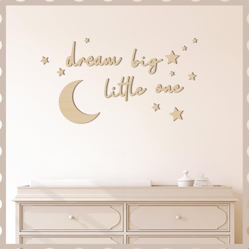 Briwooody 15 Pcs Dream Big Little One Moon Stars Nursery Decor, Wood Color - Image 5