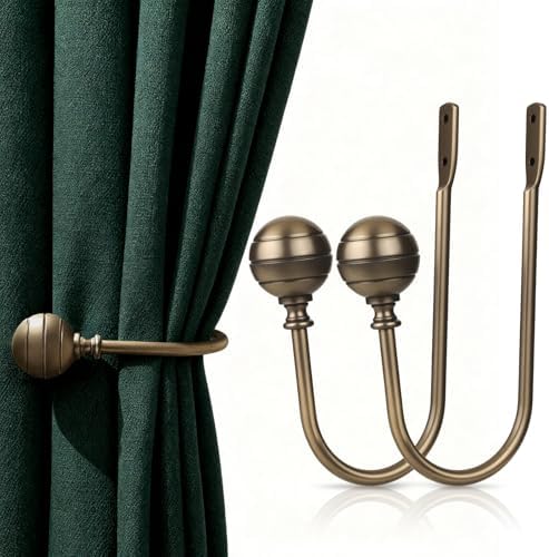 Large Curtain Holdbacks, Antique Brass by Gobutend