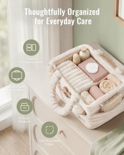 Blissful Diary Flannel Diaper Caddy Organizer & Gift Packaging, Cream Beige - Image 4