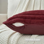 FUTEI Pack of 2 Faux Fur Throw Pillow Covers 18x18 Inch - Image 3