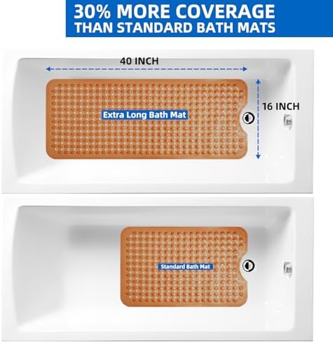 ZHICHENG Bath Tub and Shower Mats, Non-Slip 39 x 16 Inch Extra Long Bath Mat - Image 6