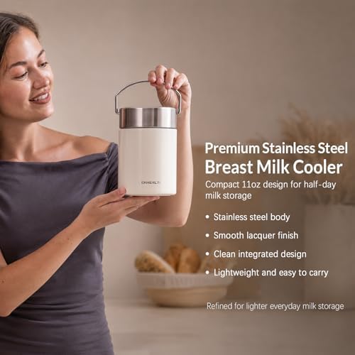 11oz Stainless Steel Breast Milk Cooler, 360° Cooling Gel Ring, 14-Hour Cold - Image 3