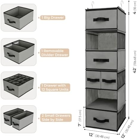 GRANNY SAYS Hanging Closet Organizer, 5 Drawers, 6 Shelves, 6 Pockets - Image 3