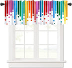 Rainbow Window Valance, Abstract Colorful Rainbow Rain Bright Color Lines Polka by JanJCurt